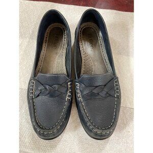 Hotter made in England Selena Navy Blue Leather Womens Comfort Loafers US Sz 7